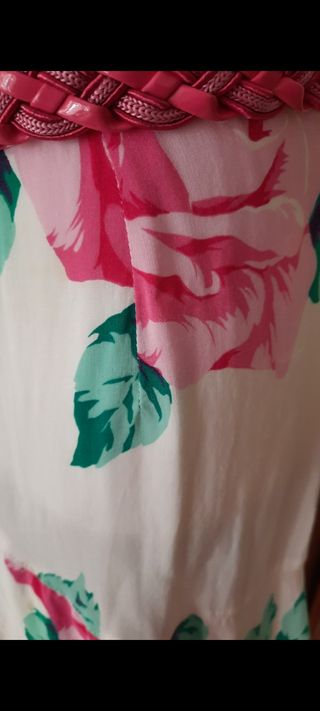 Gonna floreale rosa-bianca asimmetrica