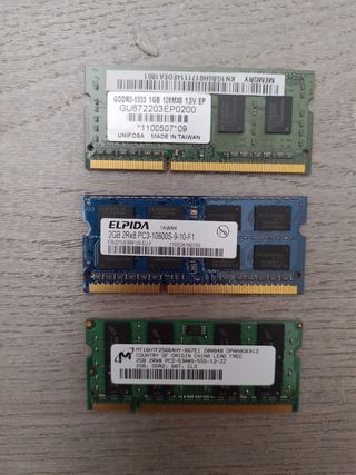 Memorias RAM Portátil SODIMM DDR DDR2 DDR3