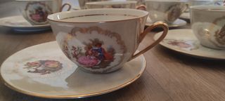 Juego café porcelana antiguo - 12 tazas