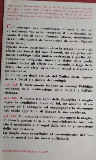 Rito Matrimonio 1969 - Antico Testo