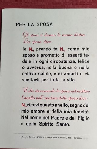 Rito Matrimonio 1969 - Antico Testo