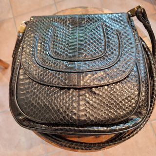 Borsa in pitone marrone/nera