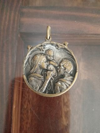 Medalla religiosa antigua bronce