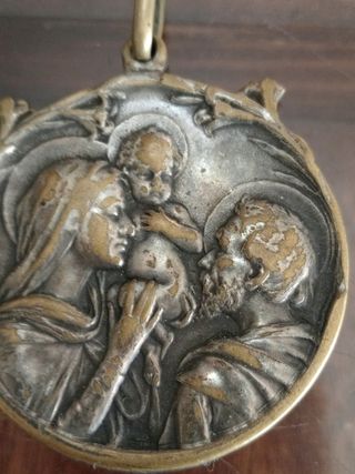Medalla religiosa antigua bronce