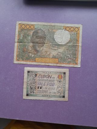 Billetes antiguas África Occidental Francesa