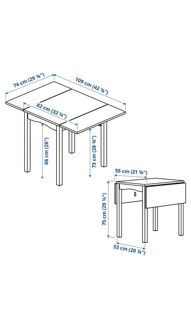 Mesa abatible blanca de madera