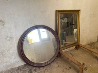 2 Espejos antiguos: marrón y dorado