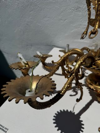 Araña Antigua Dorada Estilo Barroco