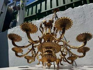 Araña Antigua Dorada Estilo Barroco