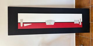 3 Cuadros abstractos rojos y blancos y uno grande