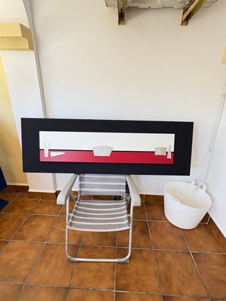 3 Cuadros abstractos rojos y blancos y uno grande