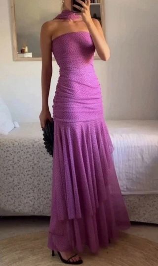 Vestido largo morado Zara -