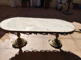 Mesa centro mármol bronce vintage