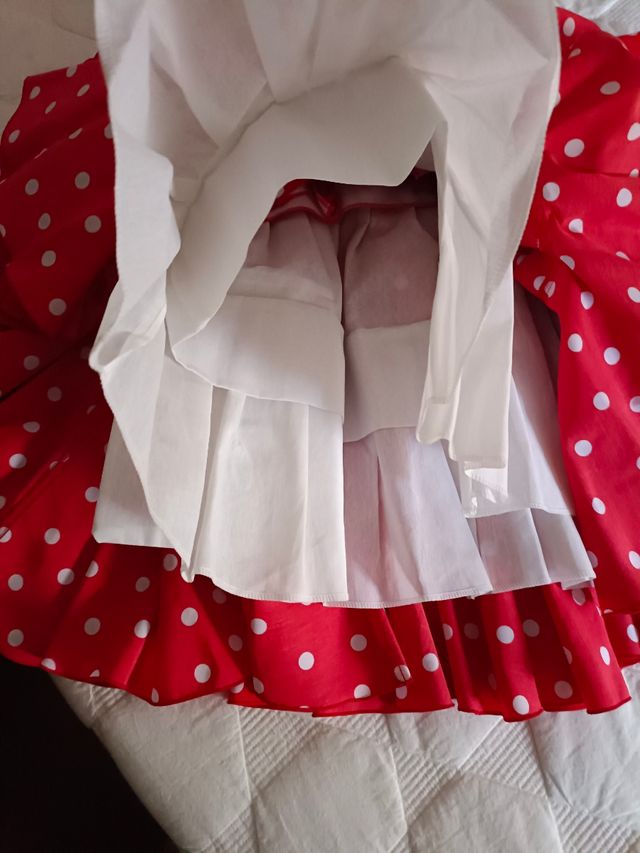 Traje de sevillanas niña TALLA 8- Rojo a lunares