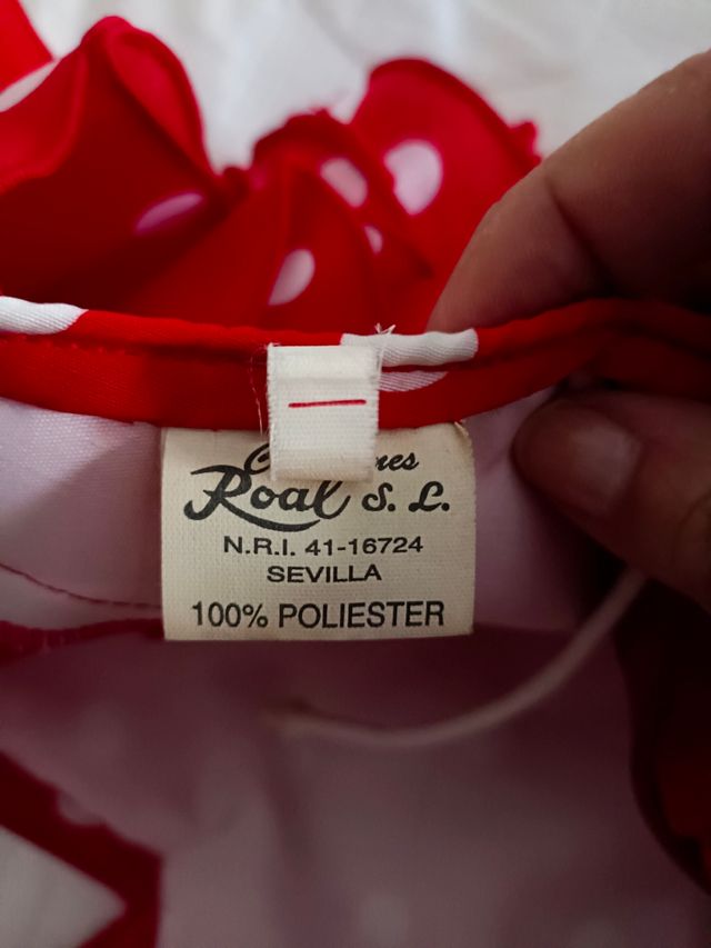 Traje de sevillanas niña TALLA 8- Rojo a lunares