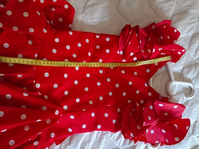Traje de sevillanas niña TALLA 8- Rojo a lunares