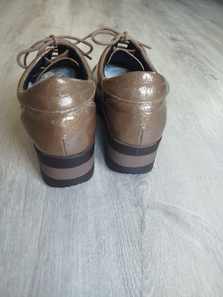 Zapatos Piel Marrón Dorado Talla 40