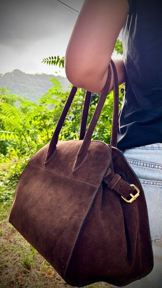 Bolso tote de ante italiano color chocolate Italia