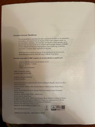 Literatura Universal. Bachillerato