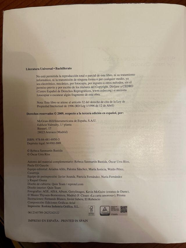 Literatura Universal. Bachillerato