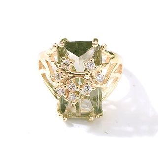 Anillo Dorado con Circonita - Verde