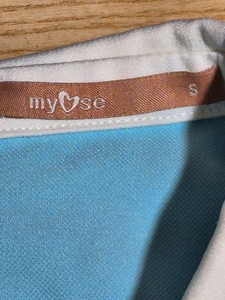 Blusa sin mangas azul y blanca - Talla S