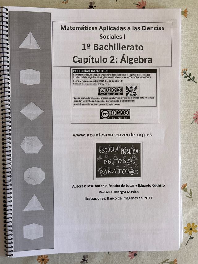Cuaderno de matemáticas aplicadas a las CCS 1ºbach