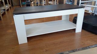 Mesa elevable café - marrón y blanco
