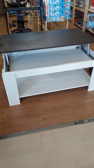 Mesa elevable café - marrón y blanco