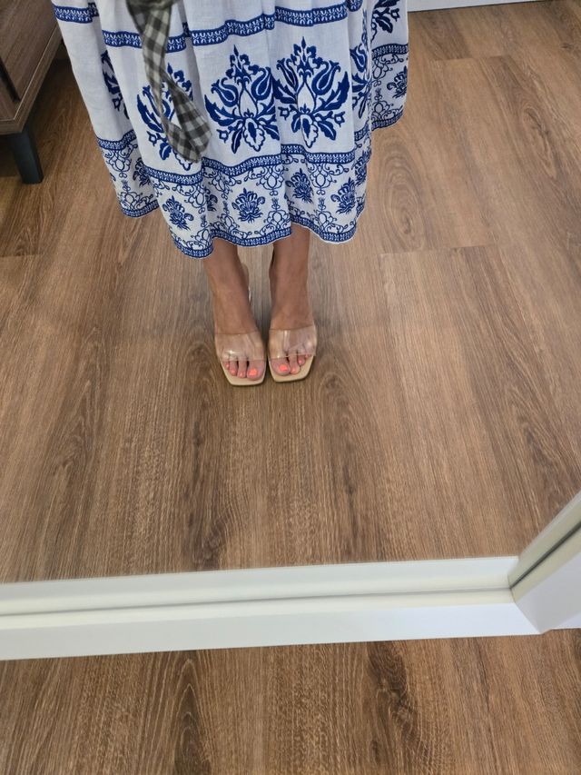 Sandalias tacón transparente blancas - 36