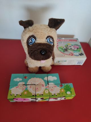 Perro y puzzle de madera