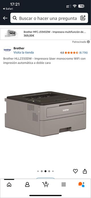 Brother HL2350DW - Impresora láser monocroma WiFi