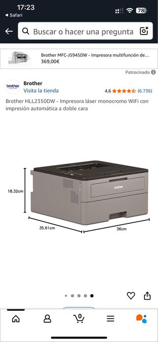 Brother HL2350DW - Impresora láser monocroma WiFi