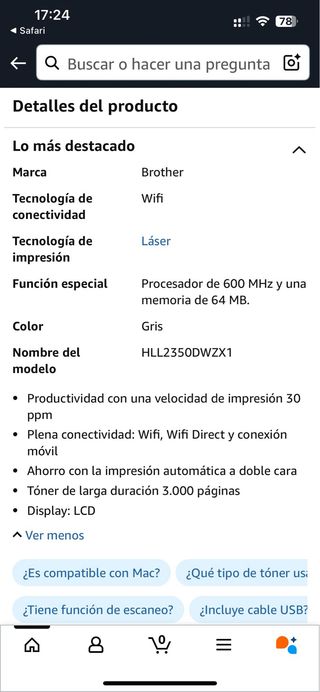 Brother HL2350DW - Impresora láser monocroma WiFi