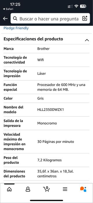 Brother HL2350DW - Impresora láser monocroma WiFi