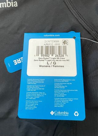 Camiseta mujer Columbia L nueva con etiqueta