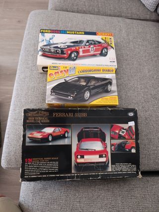 3 Maquetas Coches: Ferrari, Mustang, Lamborghini(