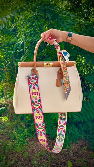 Bolso blanco-marrón en piel italiana – Florencia