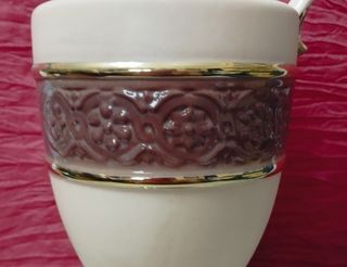 Jarrón cerámico grande beige y marrón