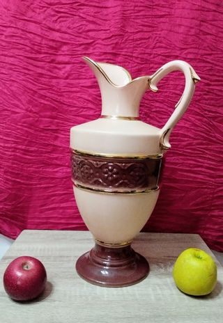 Jarrón cerámico grande beige y marrón