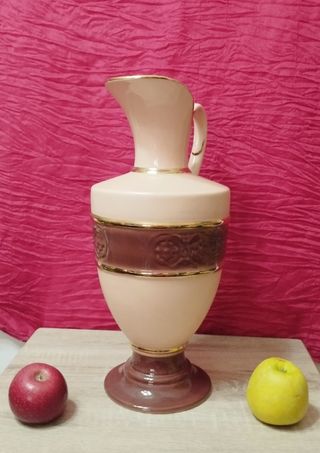 Jarrón cerámico grande beige y marrón