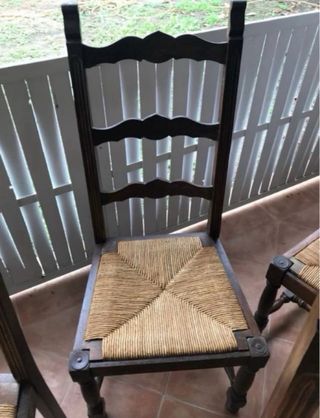 6 sillas comedor madera mimbre