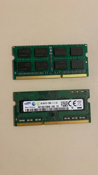 2 Memorias RAM DDR3 SODIMM – 8GB y 4GB para portát