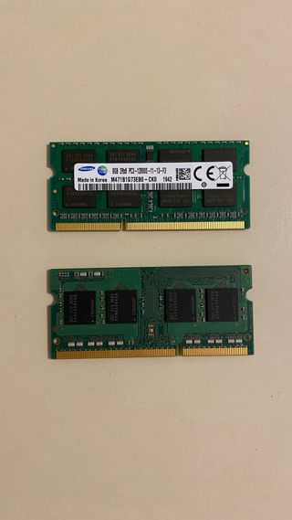 2 Memorias RAM DDR3 SODIMM – 8GB y 4GB para portát