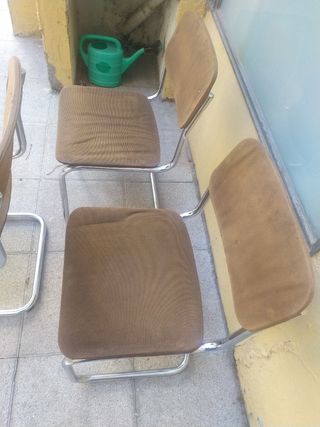 3 Sillas Vintage Metal y Tela.