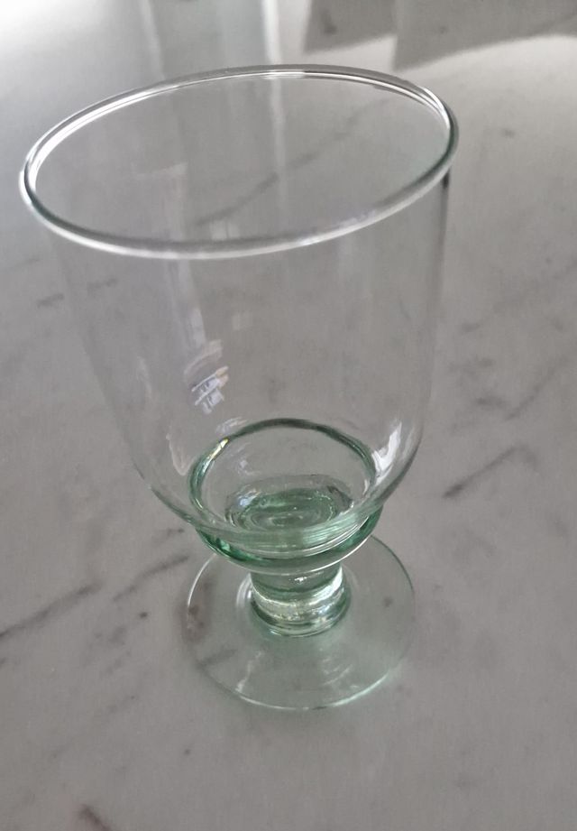 Jarra y 7 copas cristal verde