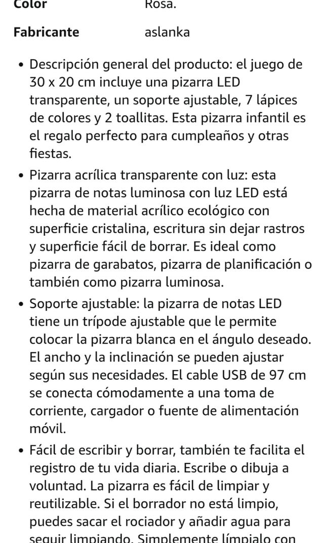 Pizarra LED dibujo luz niños