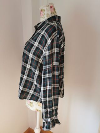 Blusa cuadros verde - Talla L