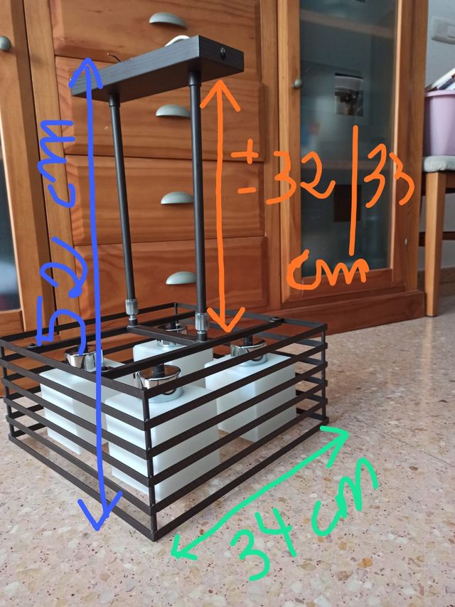 Lámpara 4 luces salón-comedor