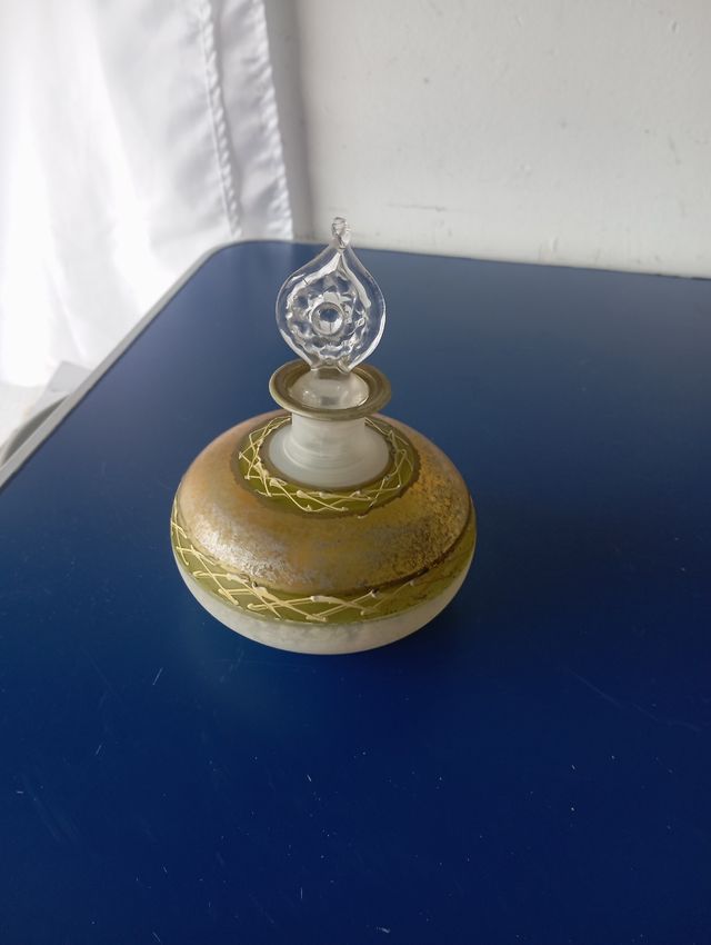 Bottiglia vetro arte Murano, decoro oro